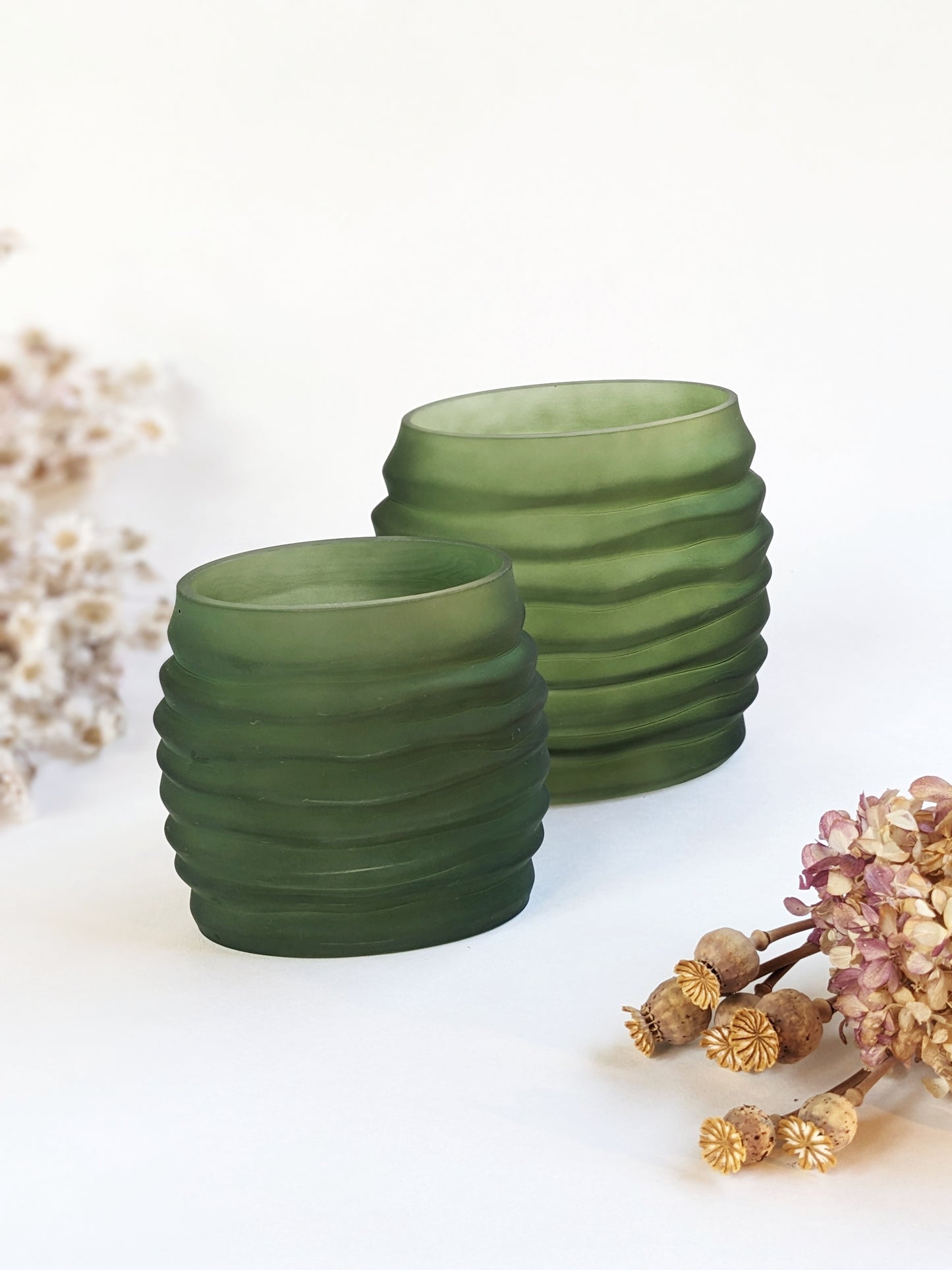 Dark Green Murano Glass Oval Vase