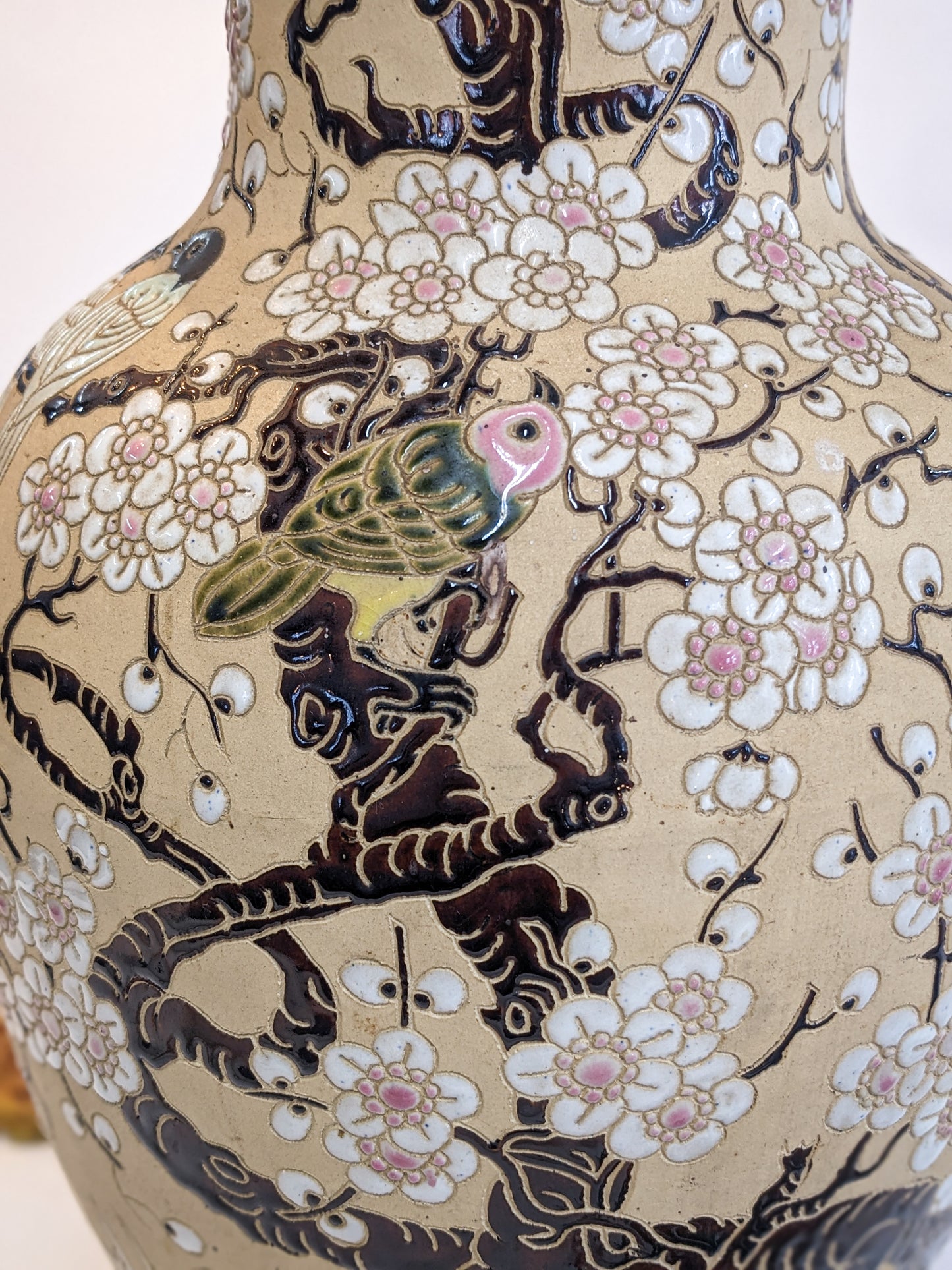 Large Cherry Blossom and Birds Vase