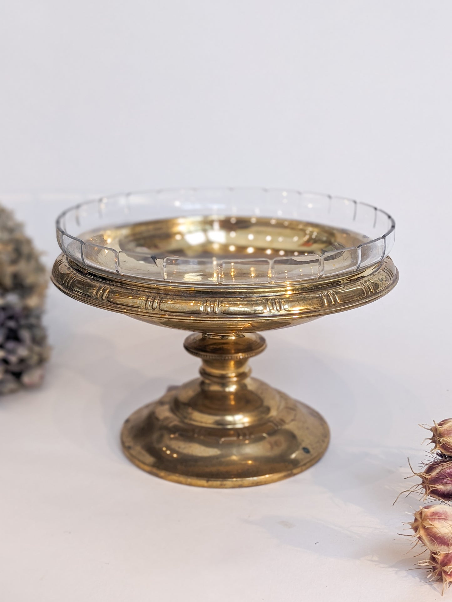 Brass & Glass Pedestal Bowl