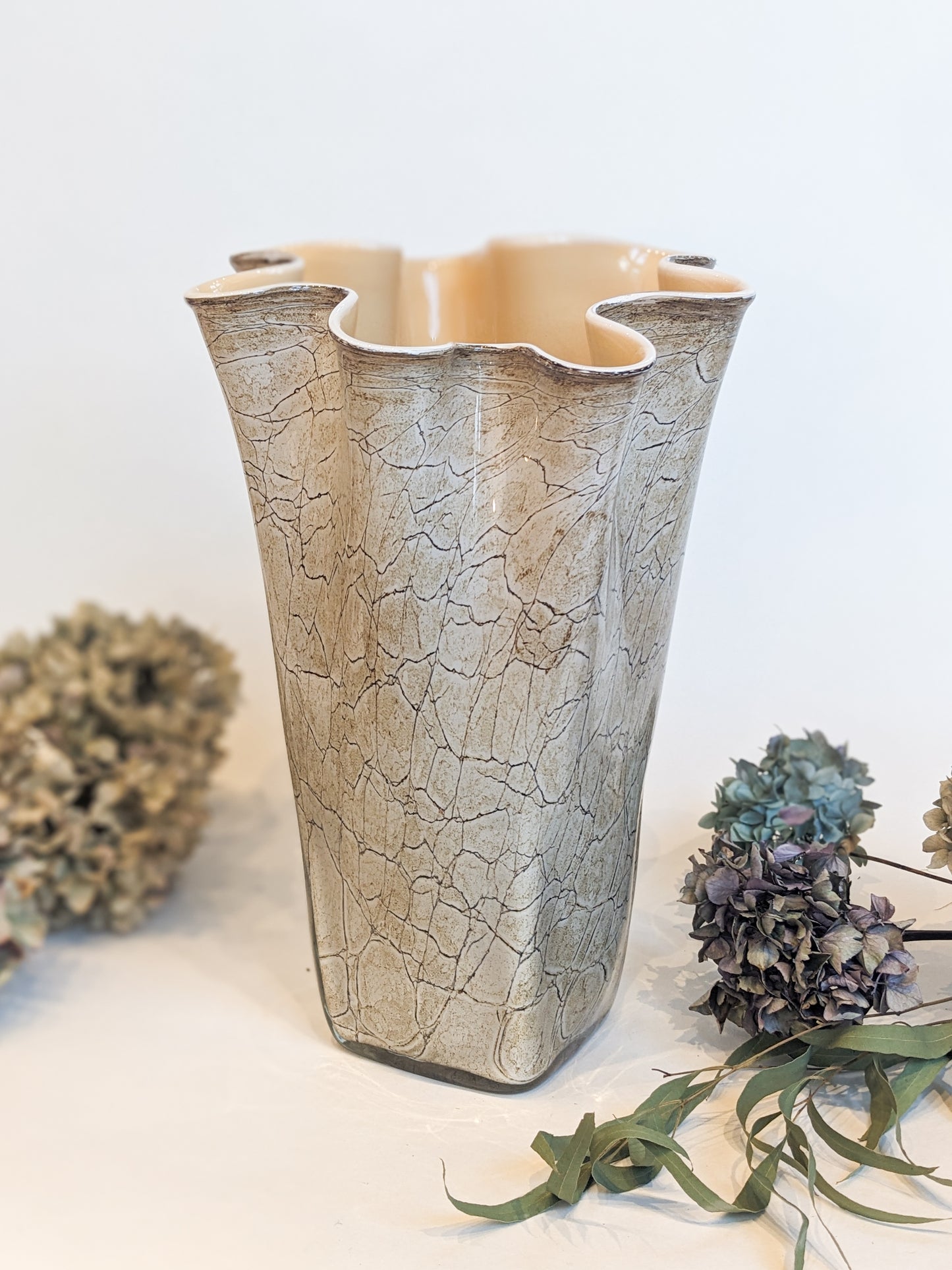 Crackle Finish Ripple Vase