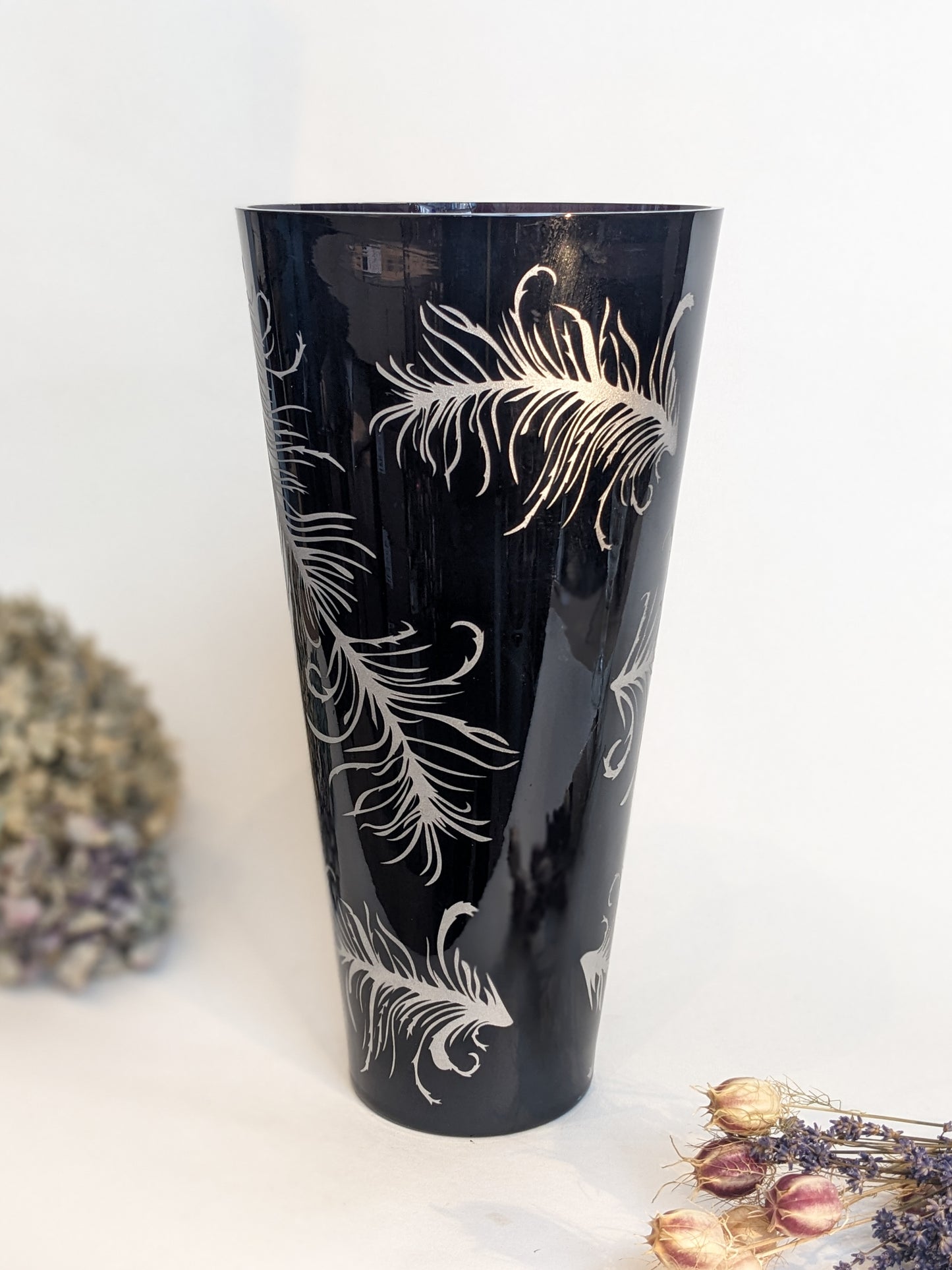 Large Peacock Feather Flare Vase