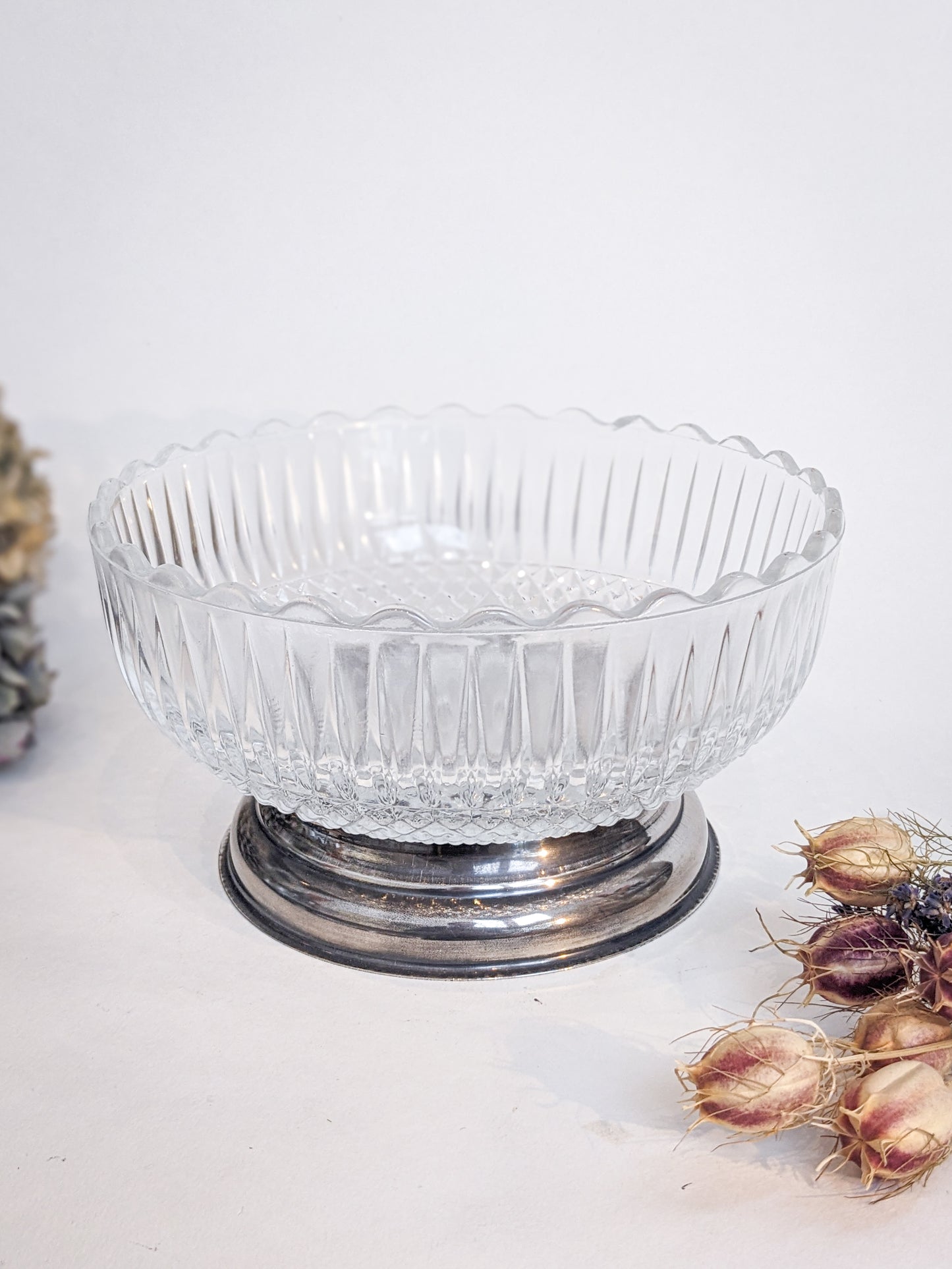 Crystal & Silver Pedestal Bowl