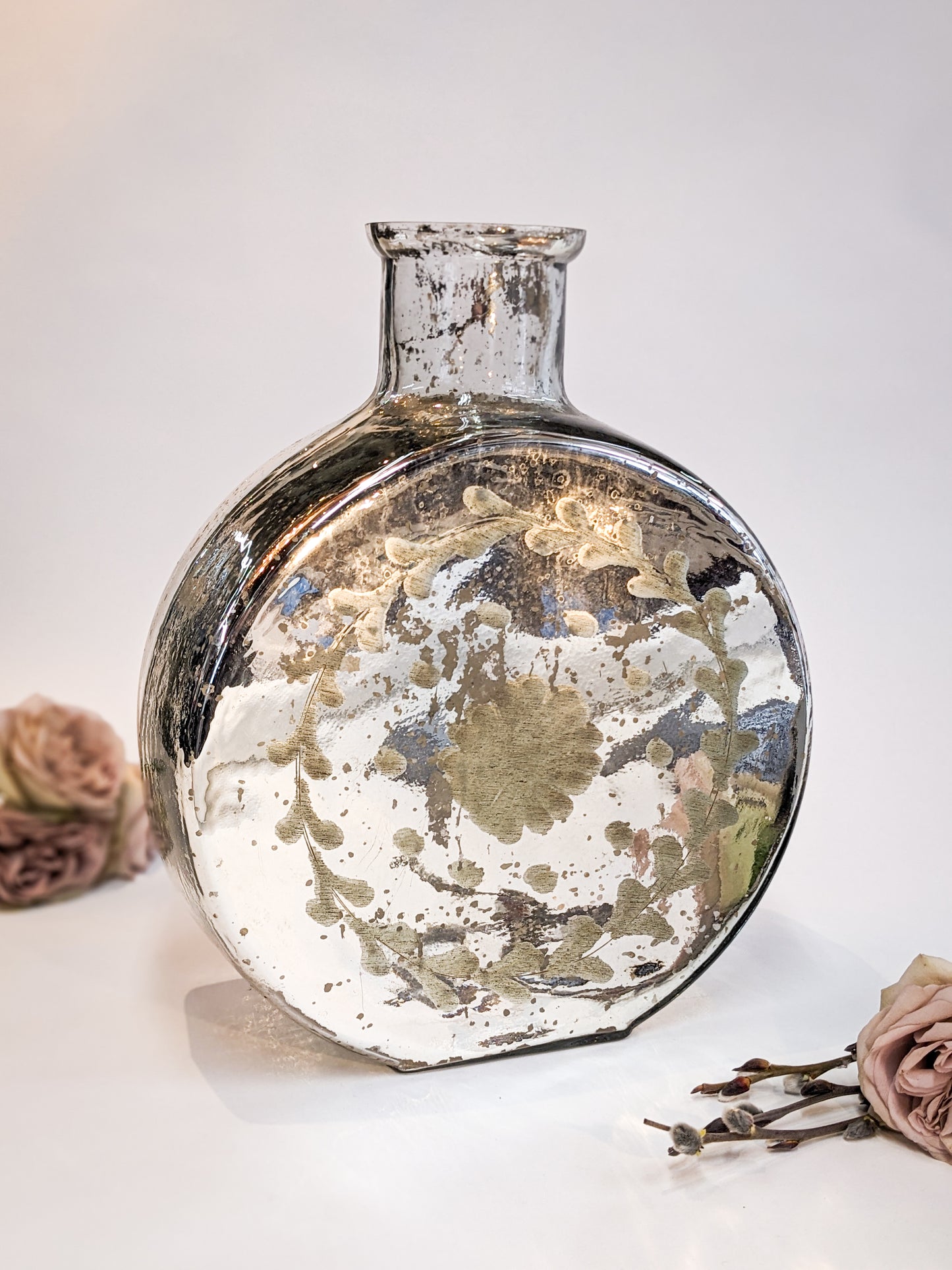 Large Mercury Glass Style Bottle Vase