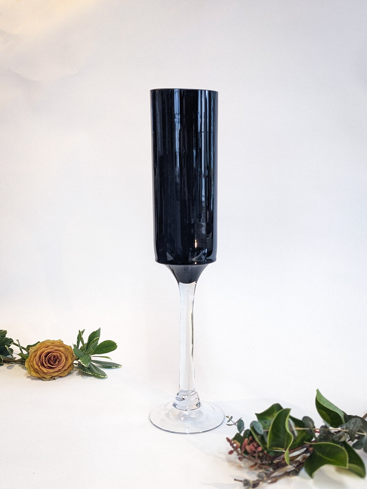 Large Black Flute Vase
