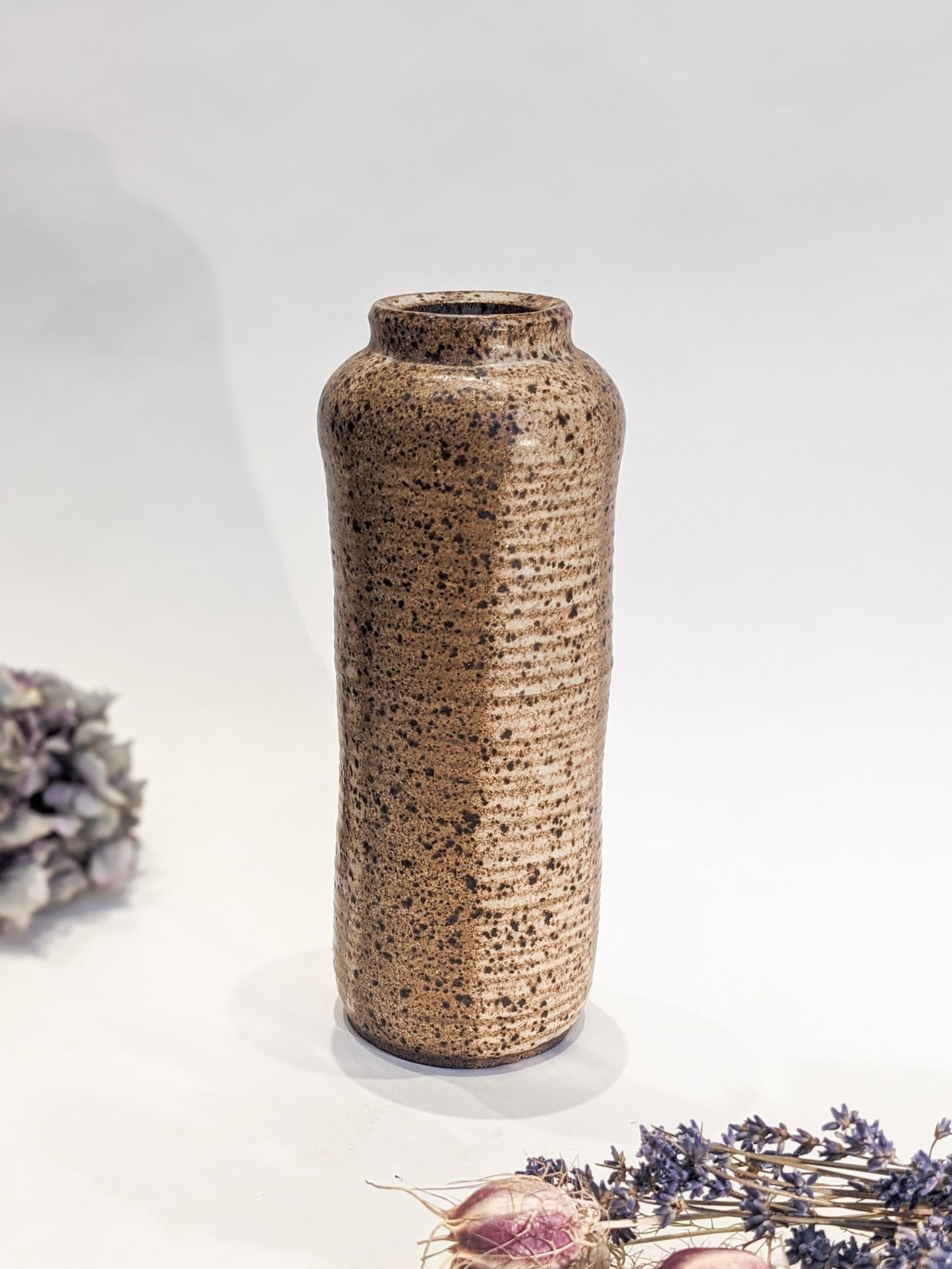 Hand Thrown Brown Speckled Cylinder