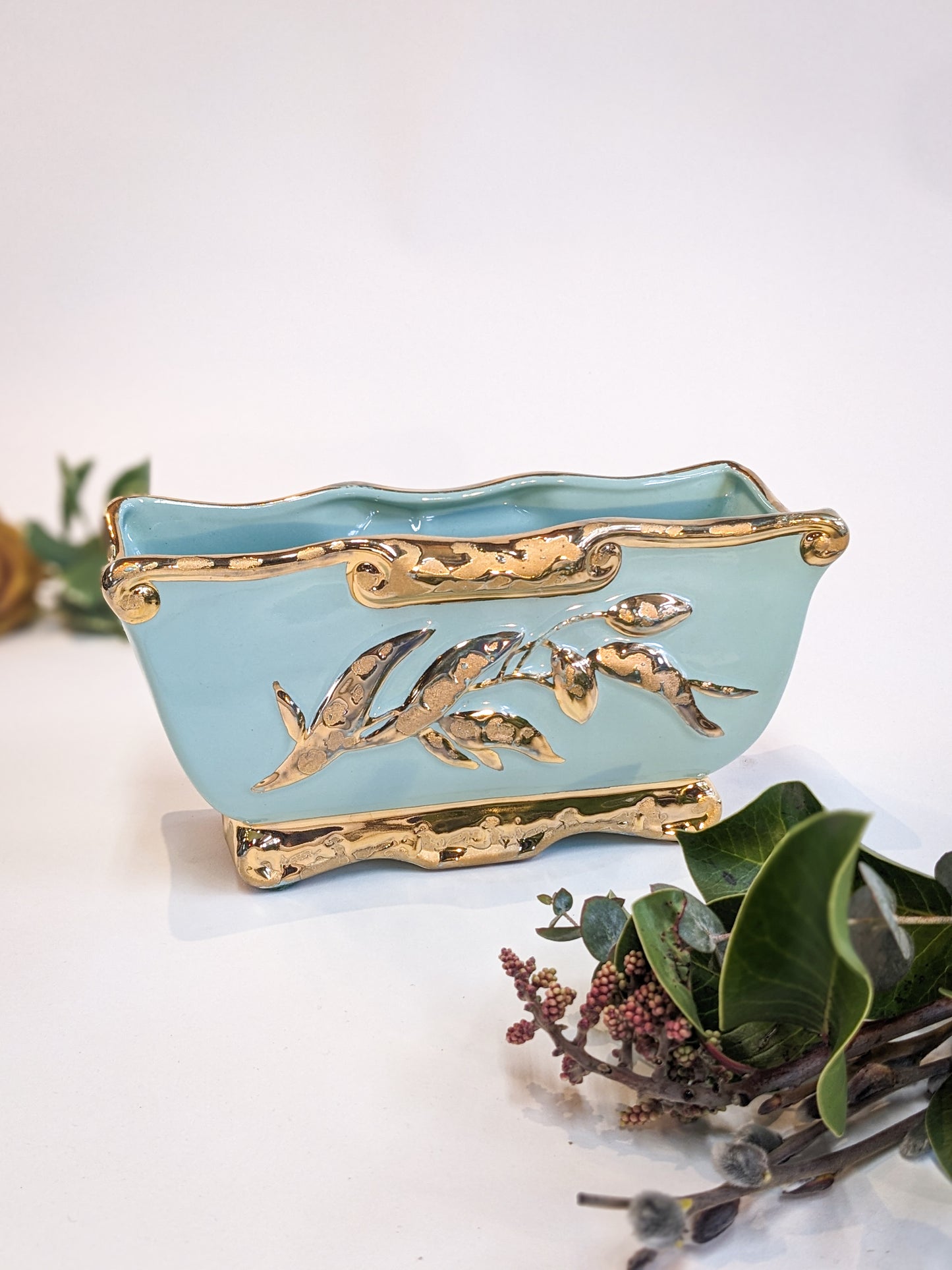 Teal Gilded Dish