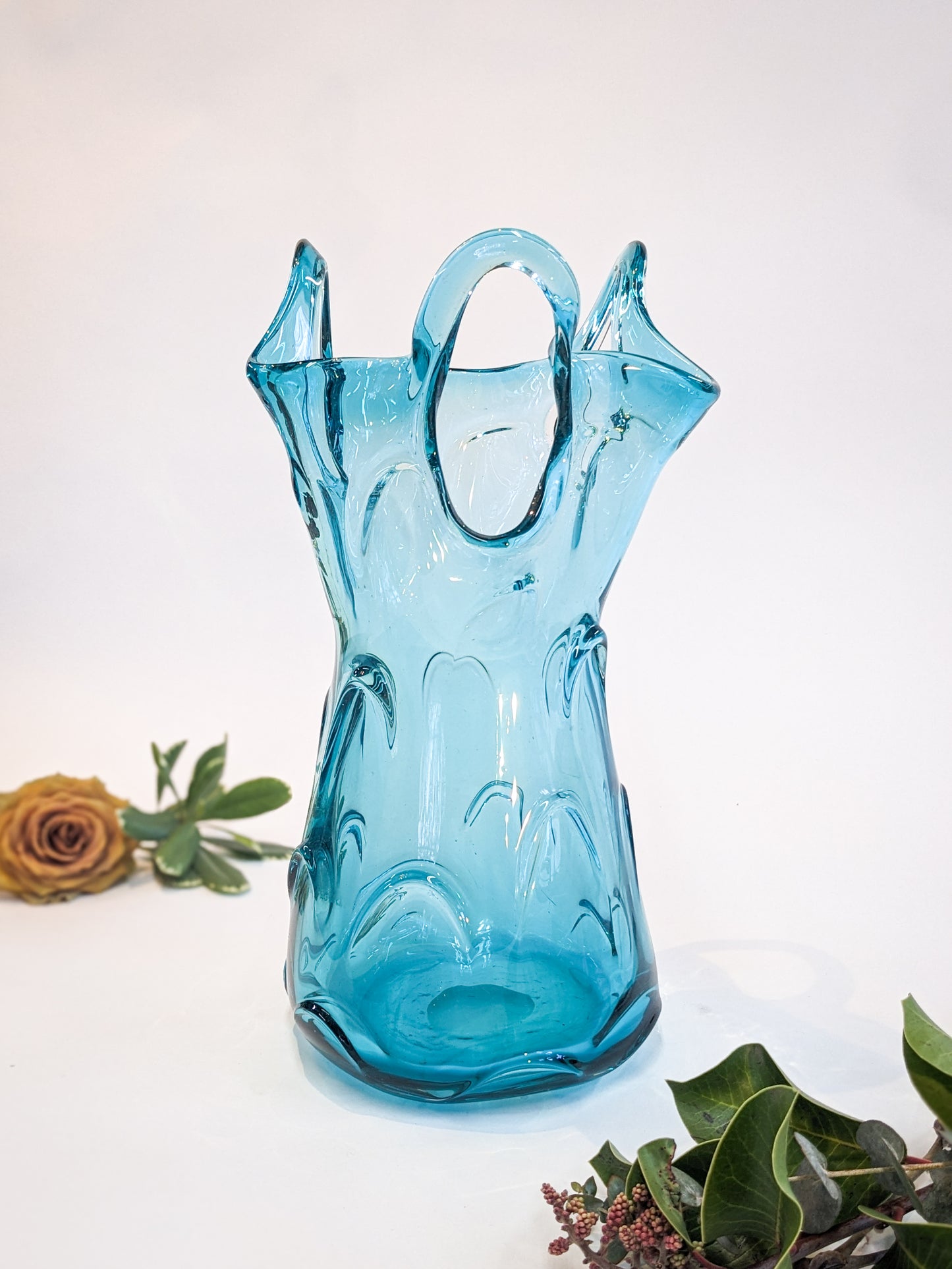 Blue Pulled Glass Vase