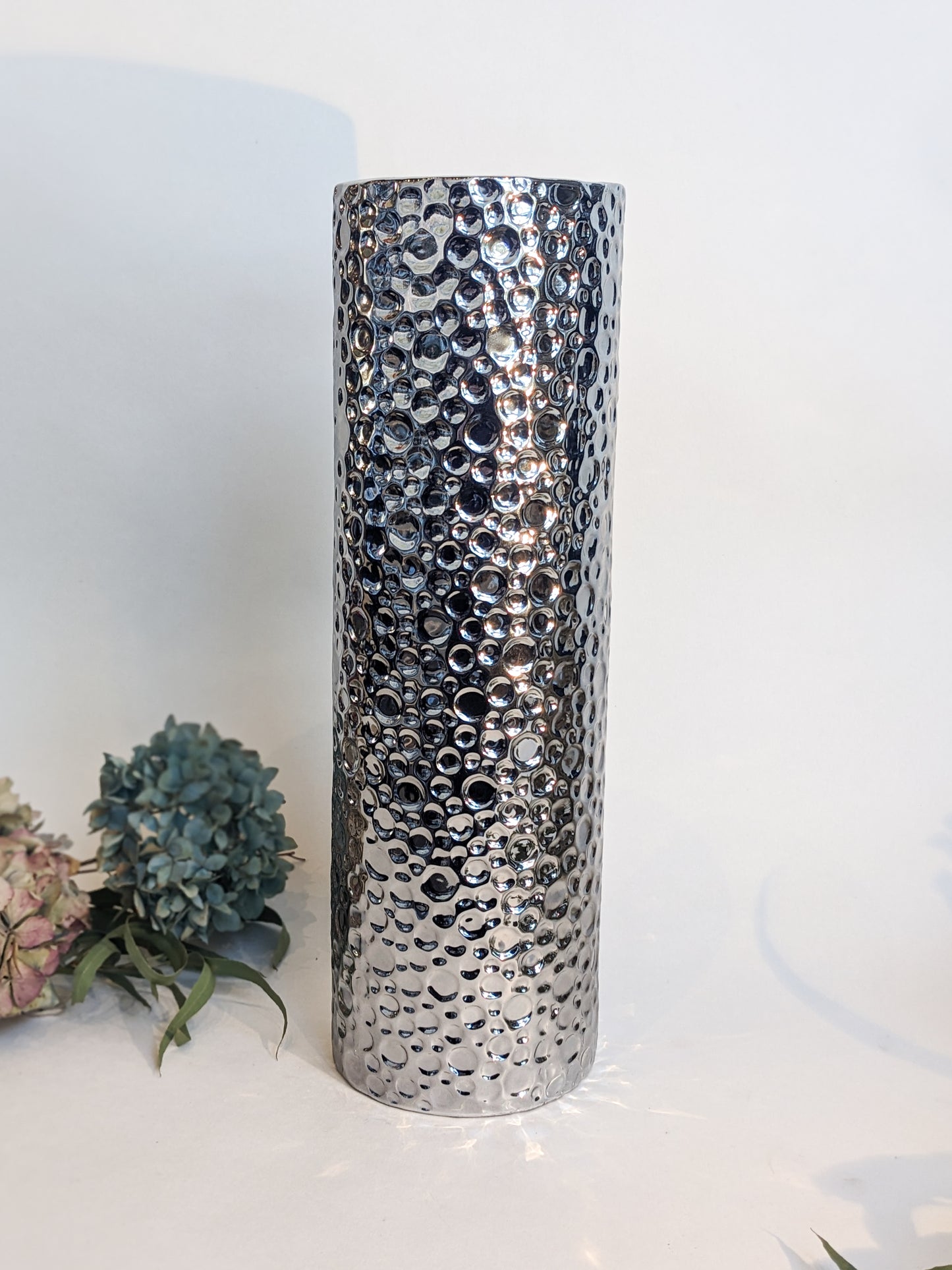 Hammered Silver Cylinders