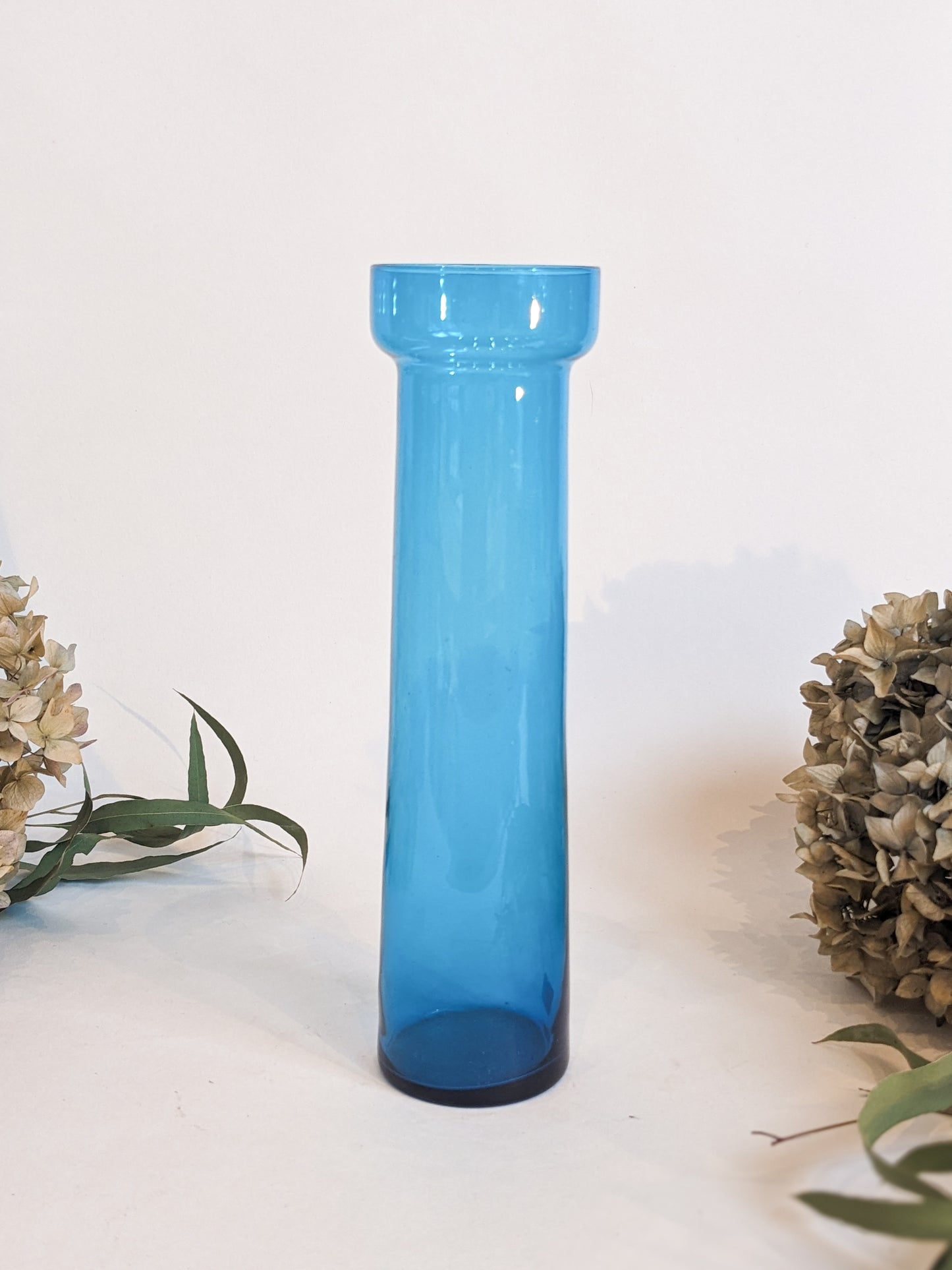 Blue Glass Lipped Cylinder