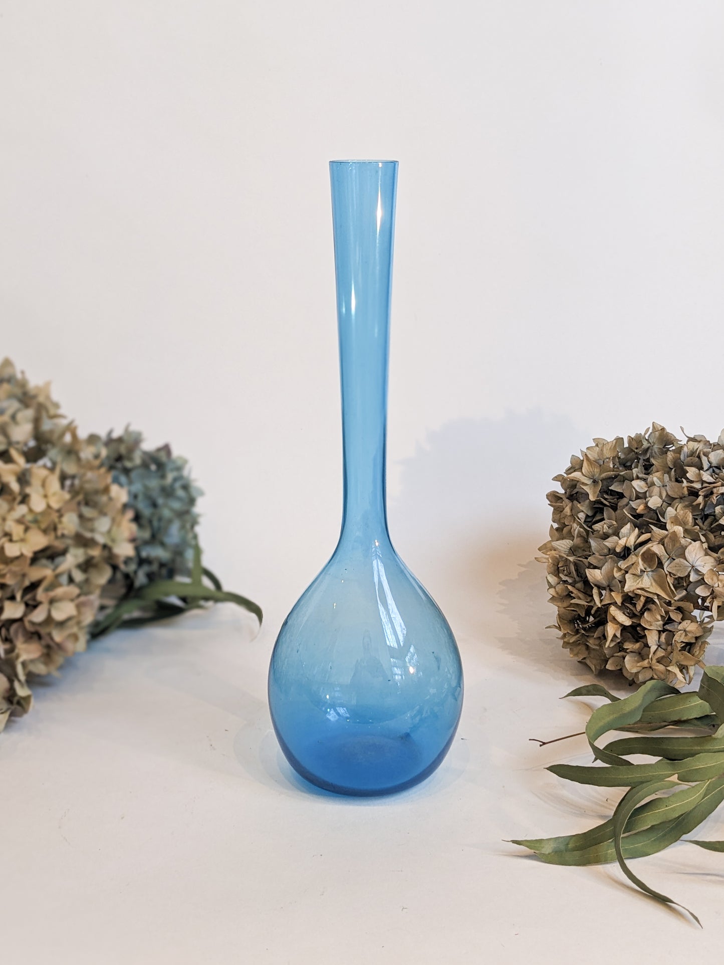 Blue Glass Bulb Vase