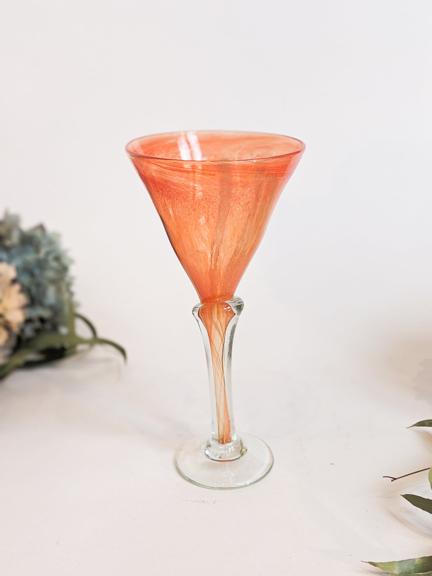 Orange Blown Glas Goblet