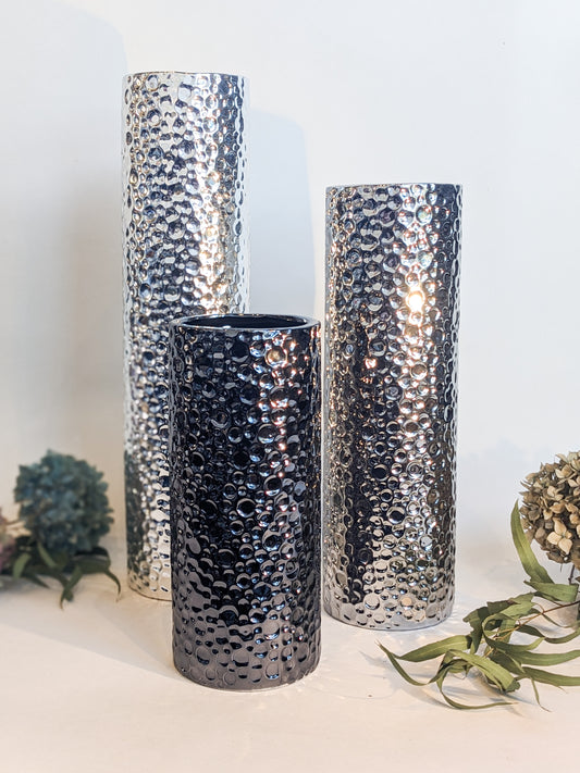 Hammered Silver Cylinders