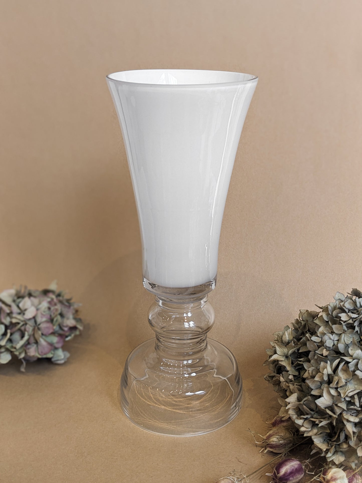 Large White Glass Flare Vase