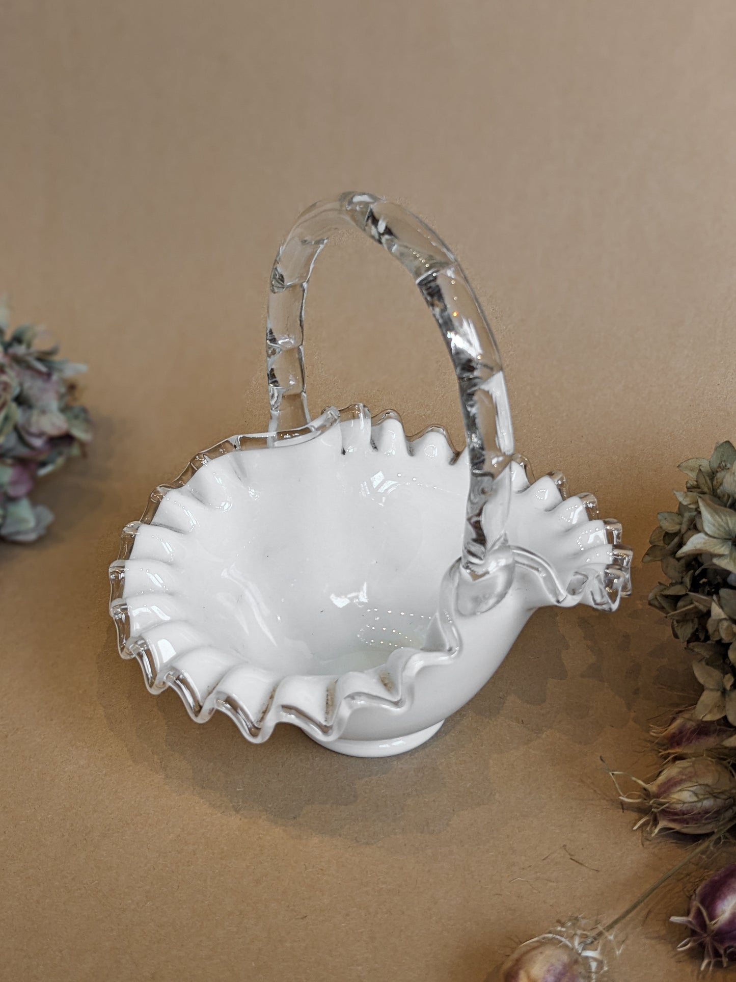 White Glass Basket