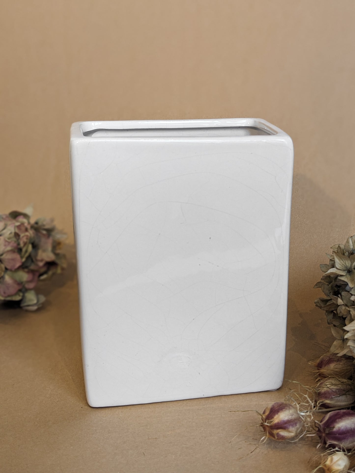 White Ceramic Rectangle Vase