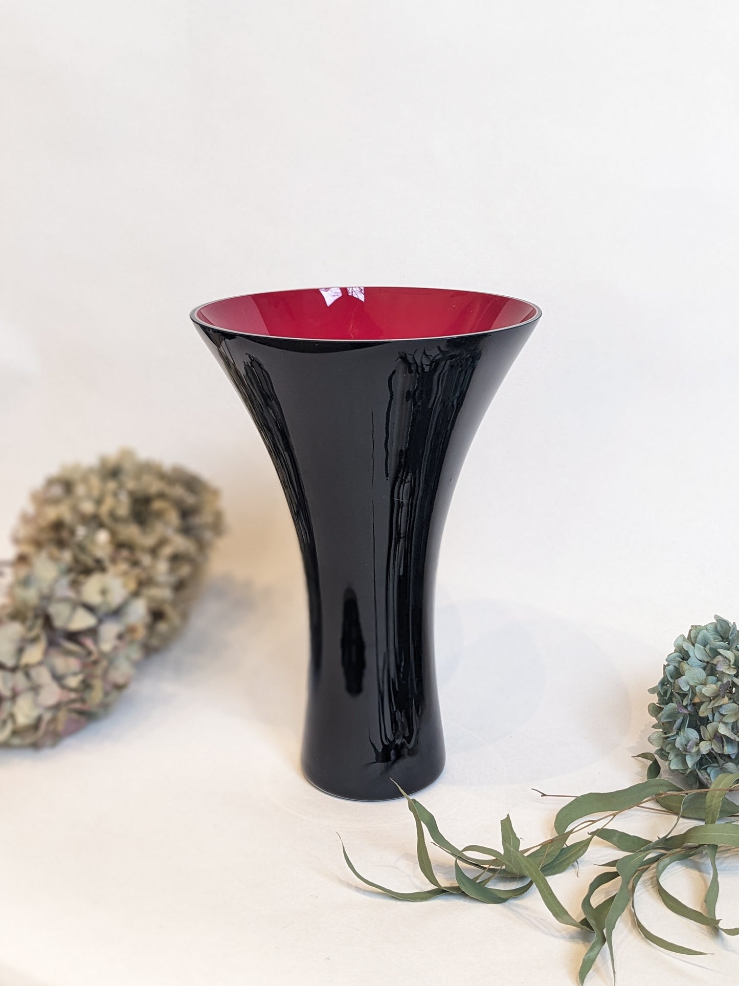 Large Black & Red Flare Vase