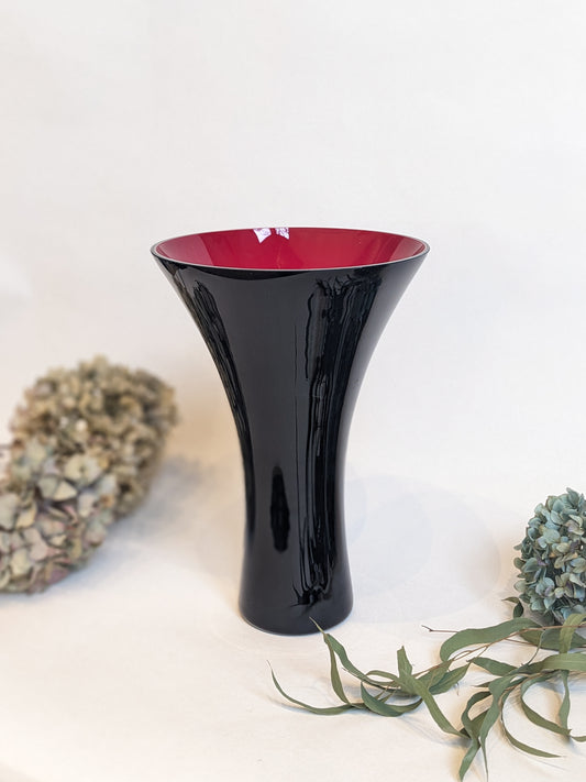 Large Black & Red Flare Vase