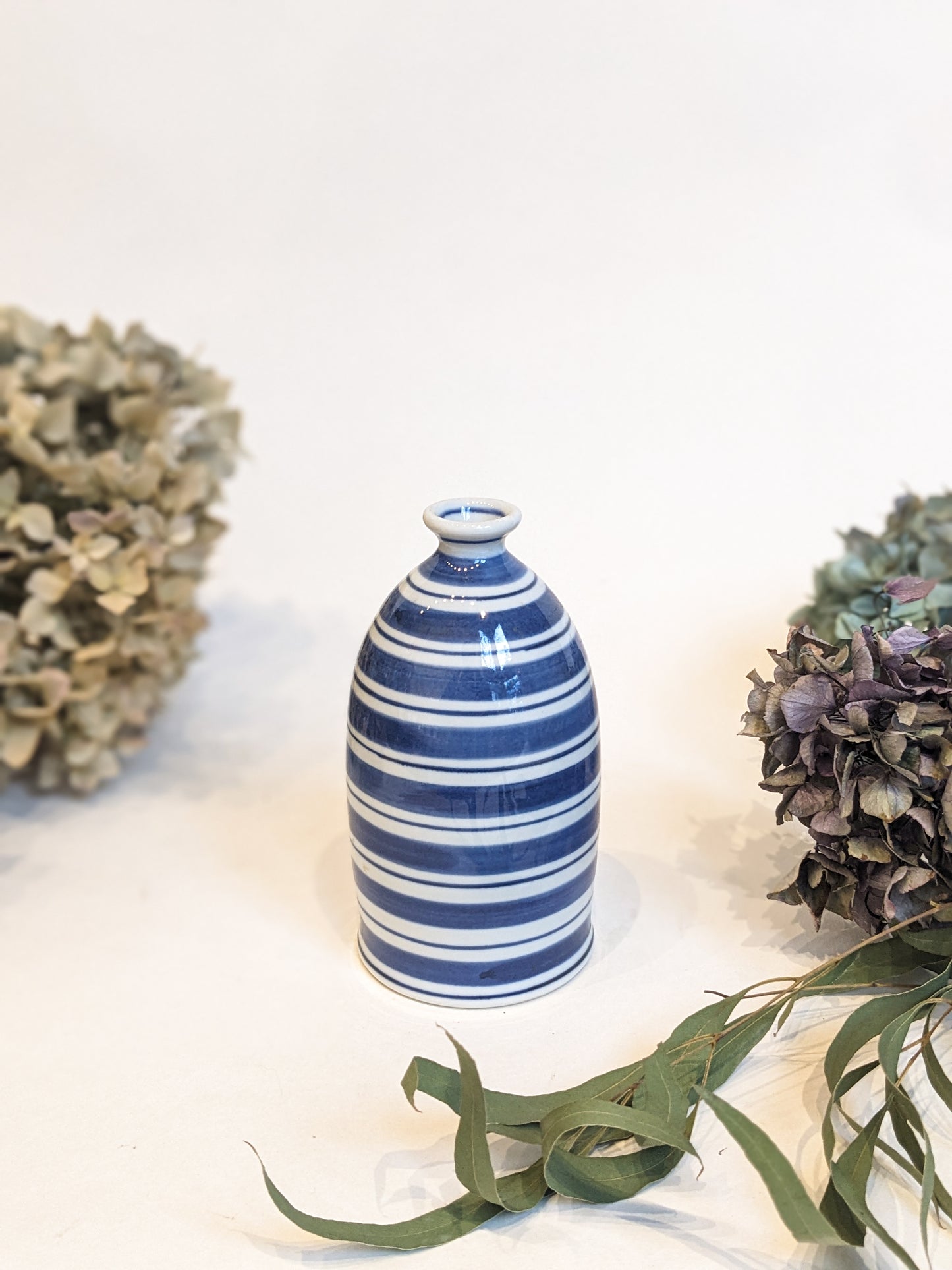 Blue Striped Bud Vase