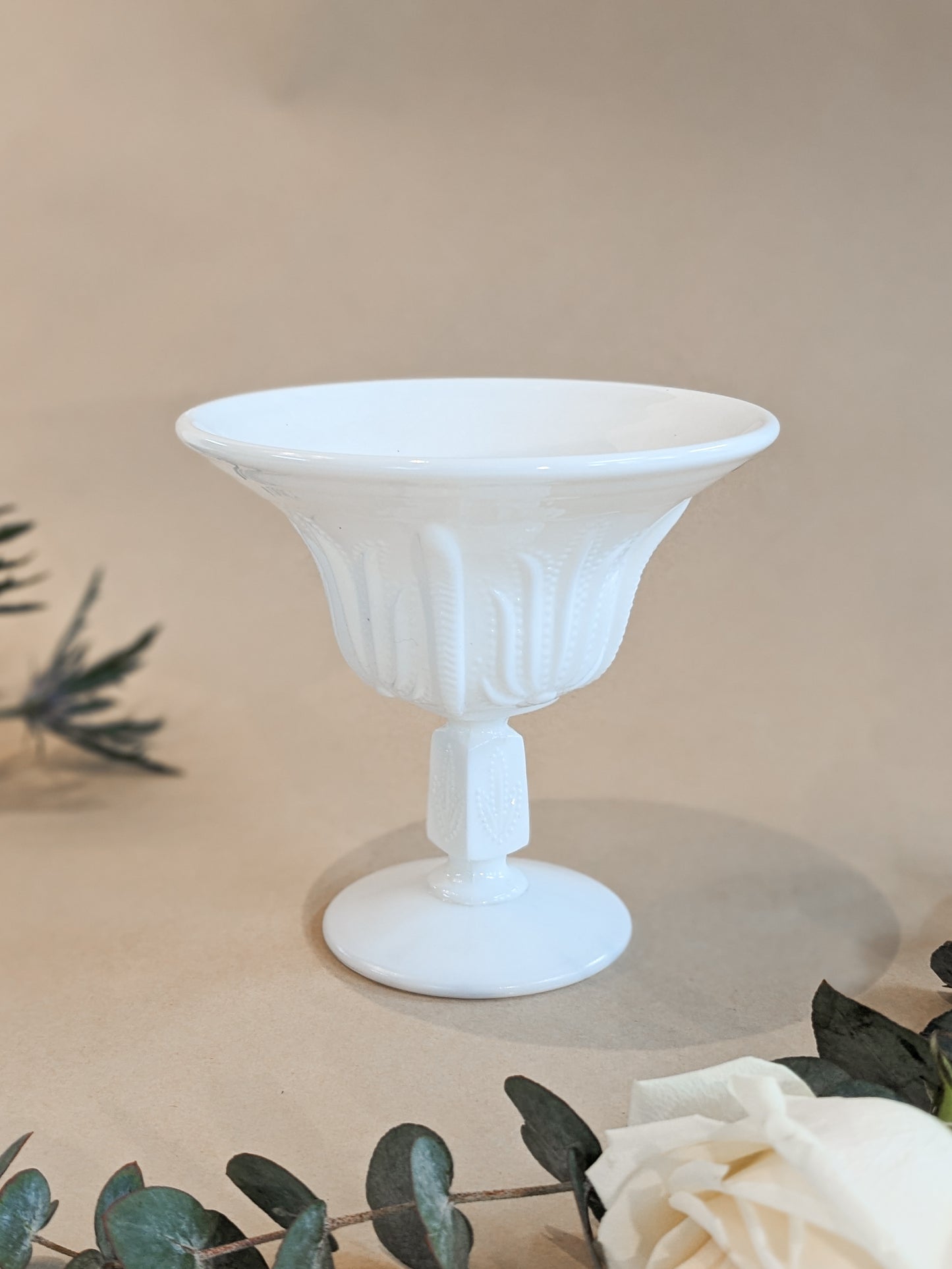 Fenton Cactus Pattern Milk Glass Candy Dish