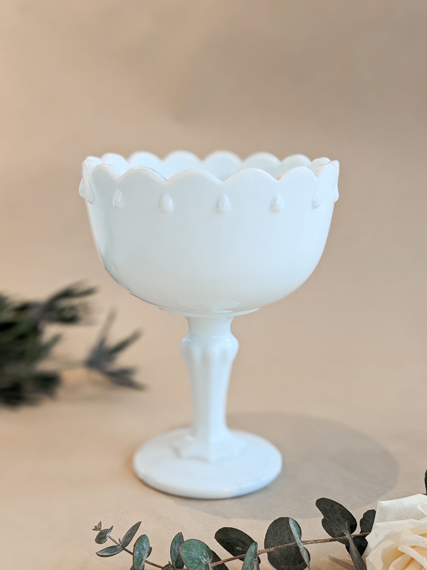 Large Milk Glass Pedestal Bowl
