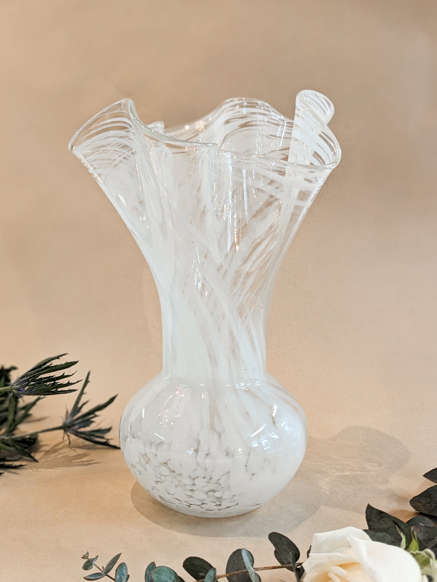 Blown Glass Ruffle Vase
