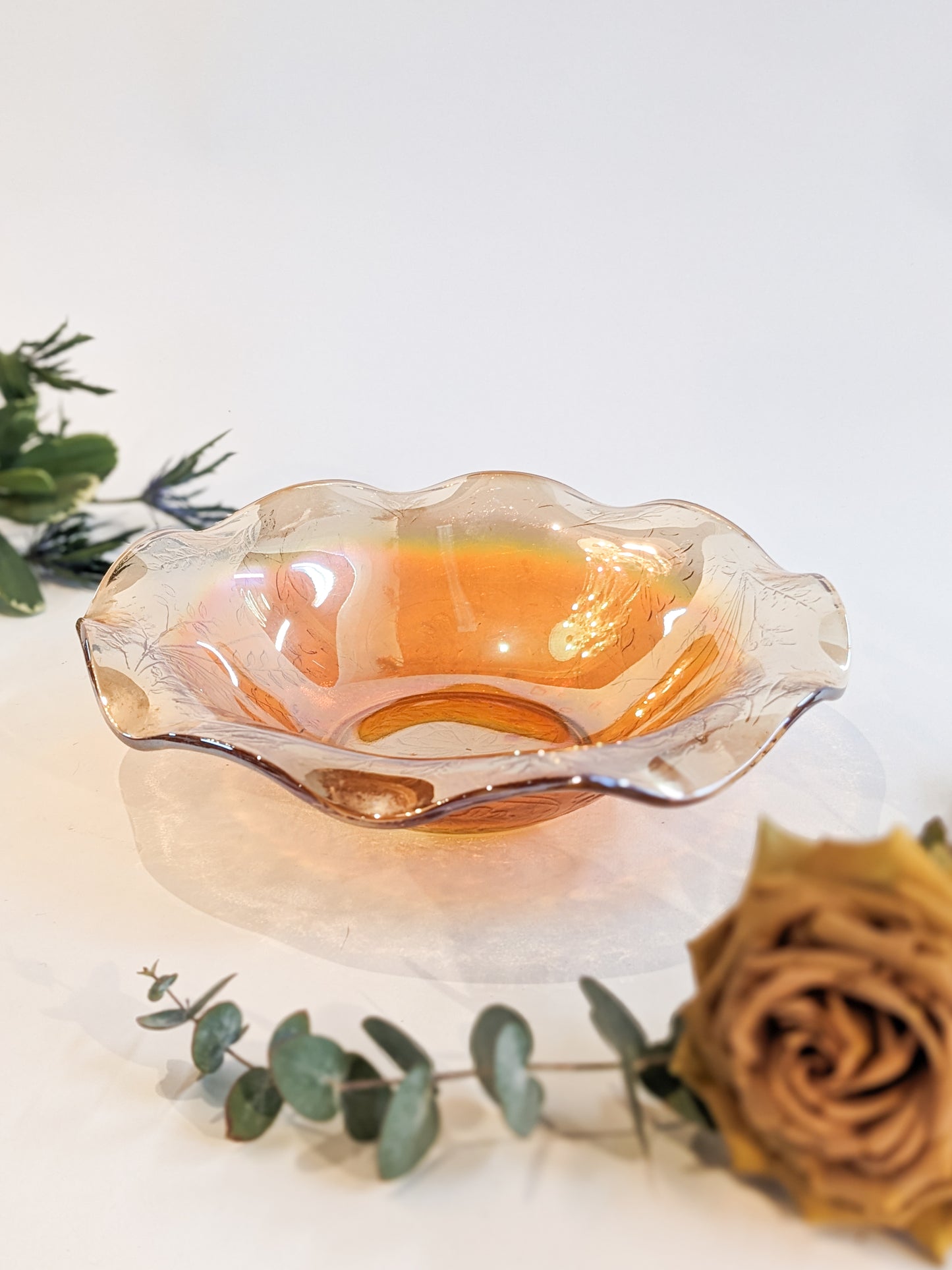 Orange Carnival Glass Dish