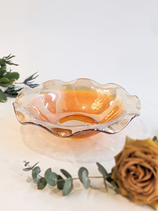 Orange Carnival Glass Dish