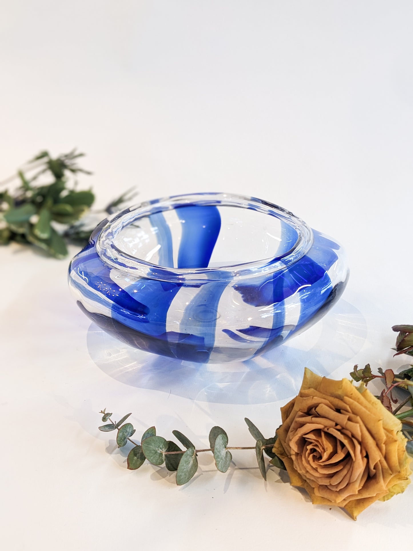 Navy Striped Low Bowl