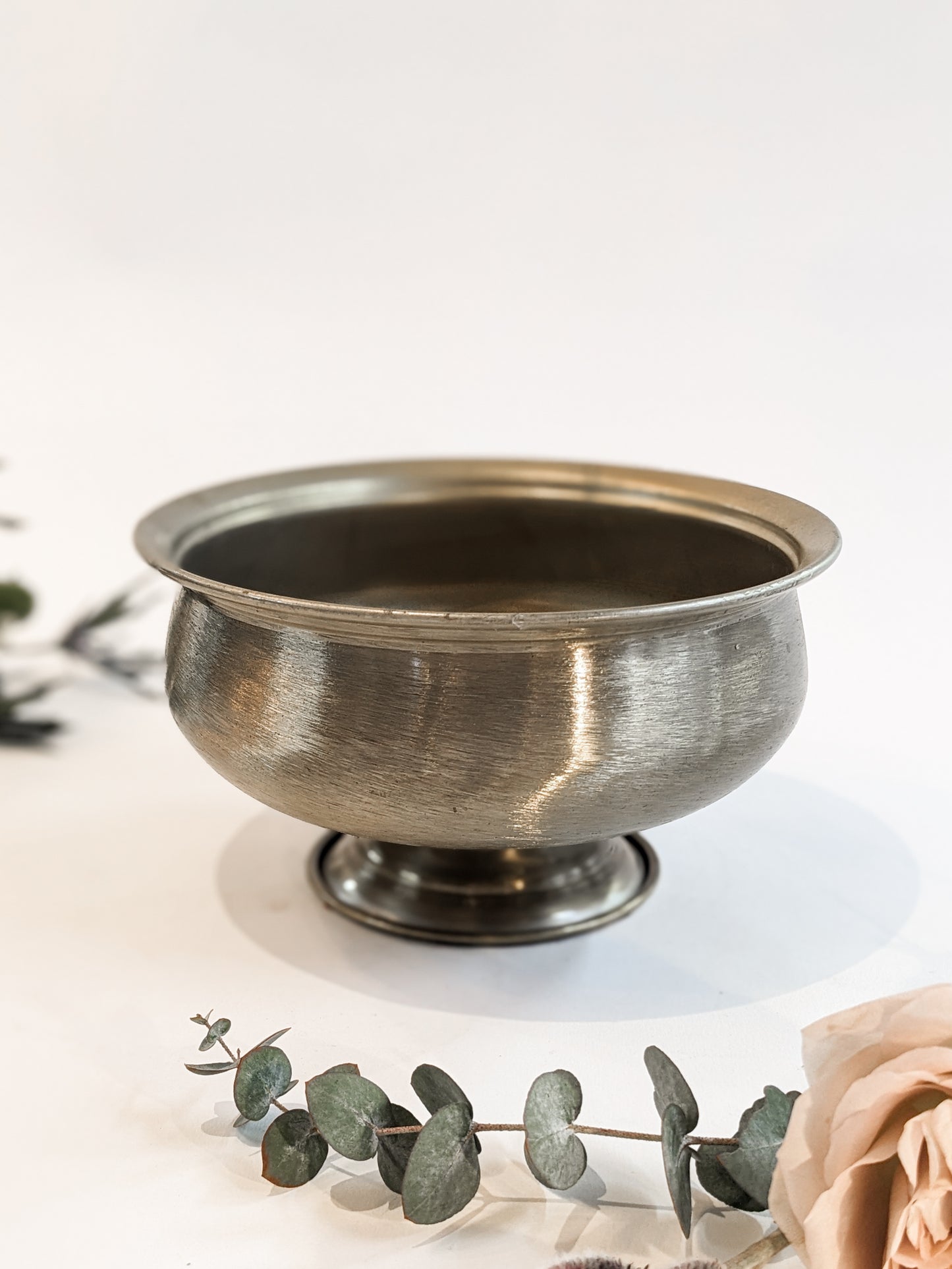Large Brass Pedestal Bowl