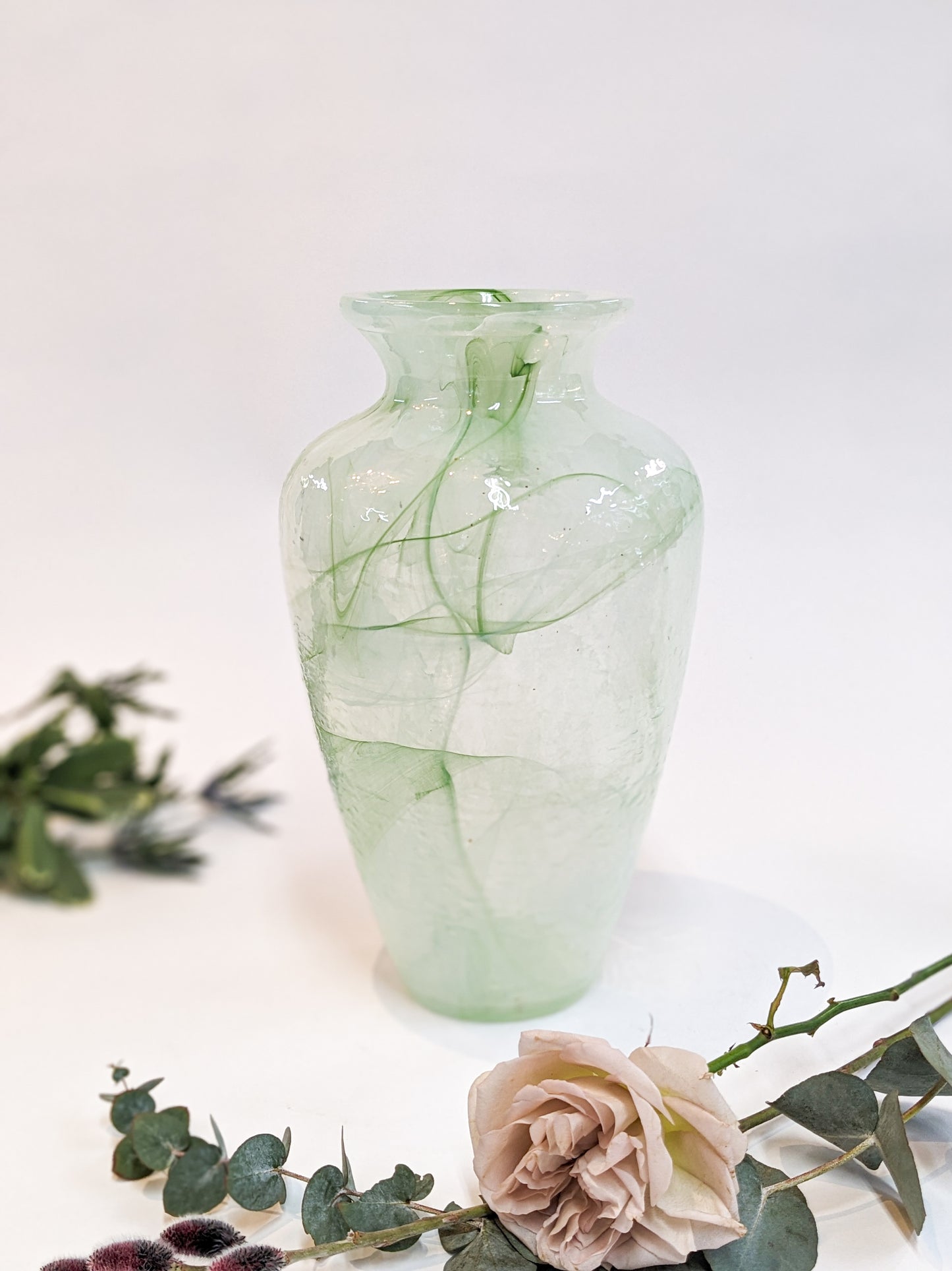 Green Glass Marbled Jar