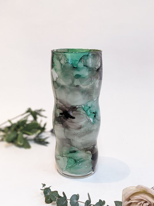 Franco Style Hand Painted Watercolour Green Vase