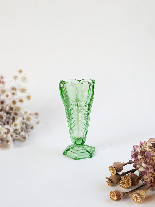 1930's Green Art Deco Glass Vase