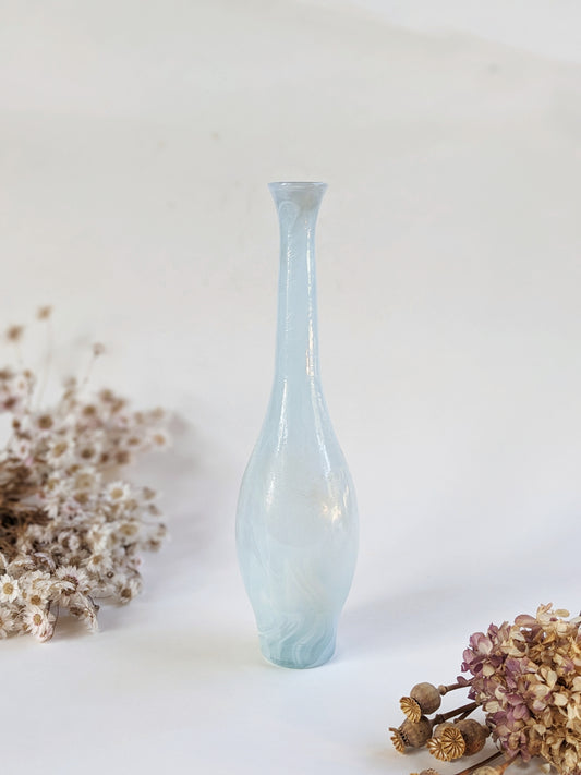 Tall Light Blue Swirl Jar Vase
