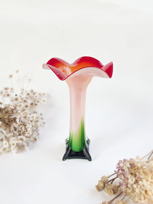Tall Blown Glass Flower Vase
