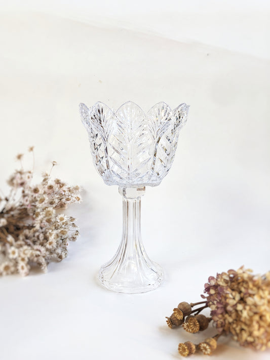 Leaf Pattern Crystal Pedestal Bowl