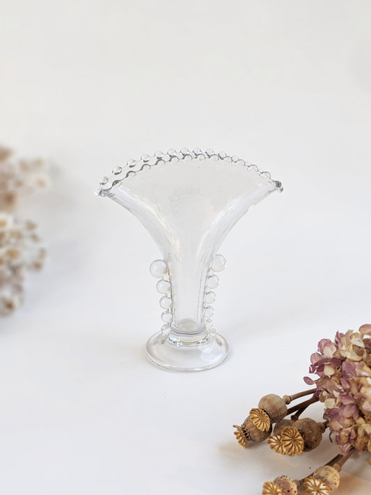 Cornflower Pattern Glass Fan Vase