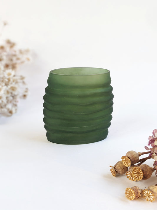 Dark Green Murano Glass Oval Vase