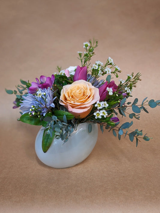 A White Glass Moon Rock Arrangement