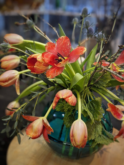 A Vintage Style Glass Vase Arrangement