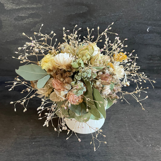 Small Arrangement in round matte white pot