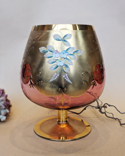 Bohemian Cranberry Gilt Glass Vase Set