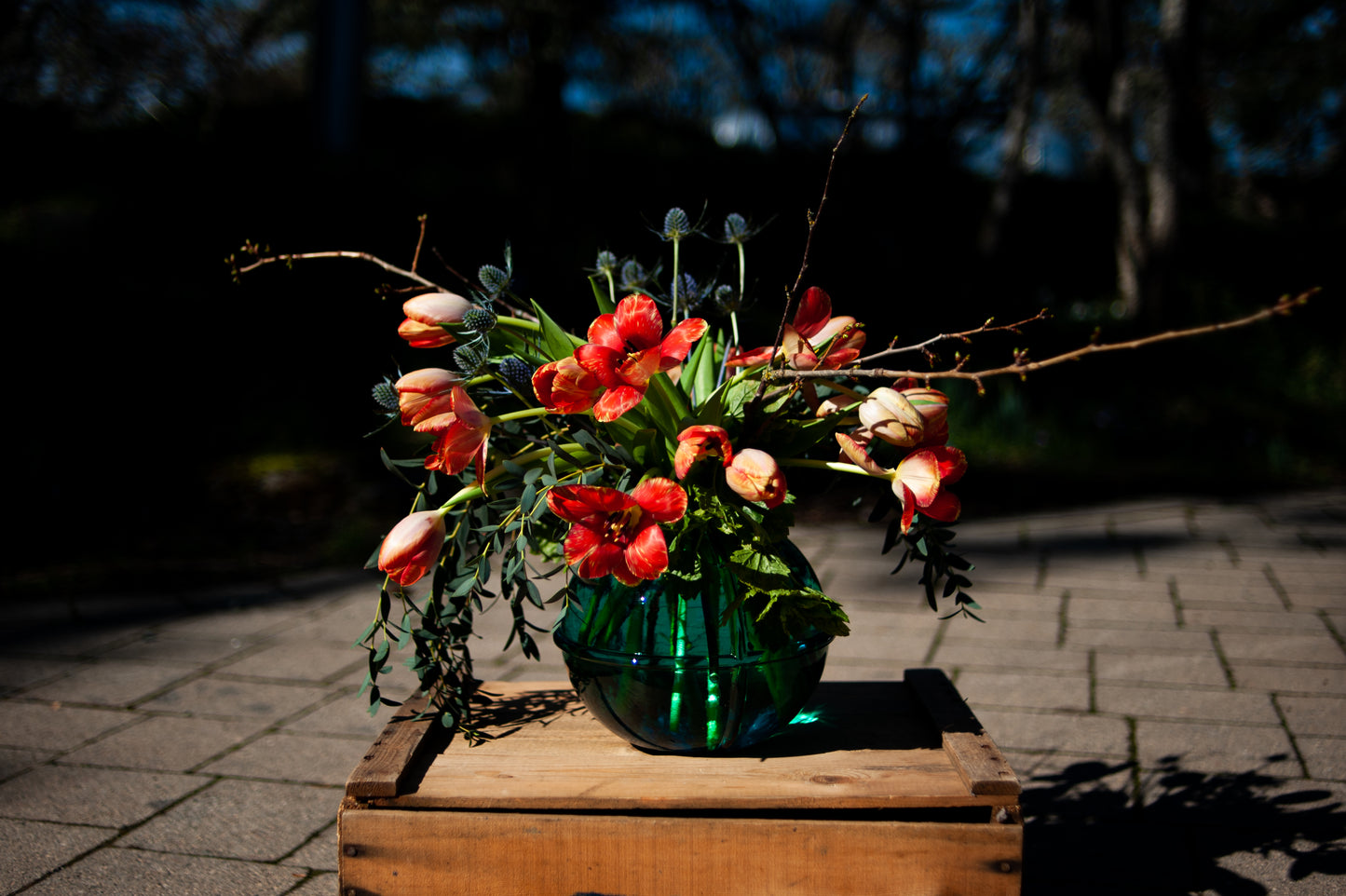 A Vintage Style Glass Vase Arrangement