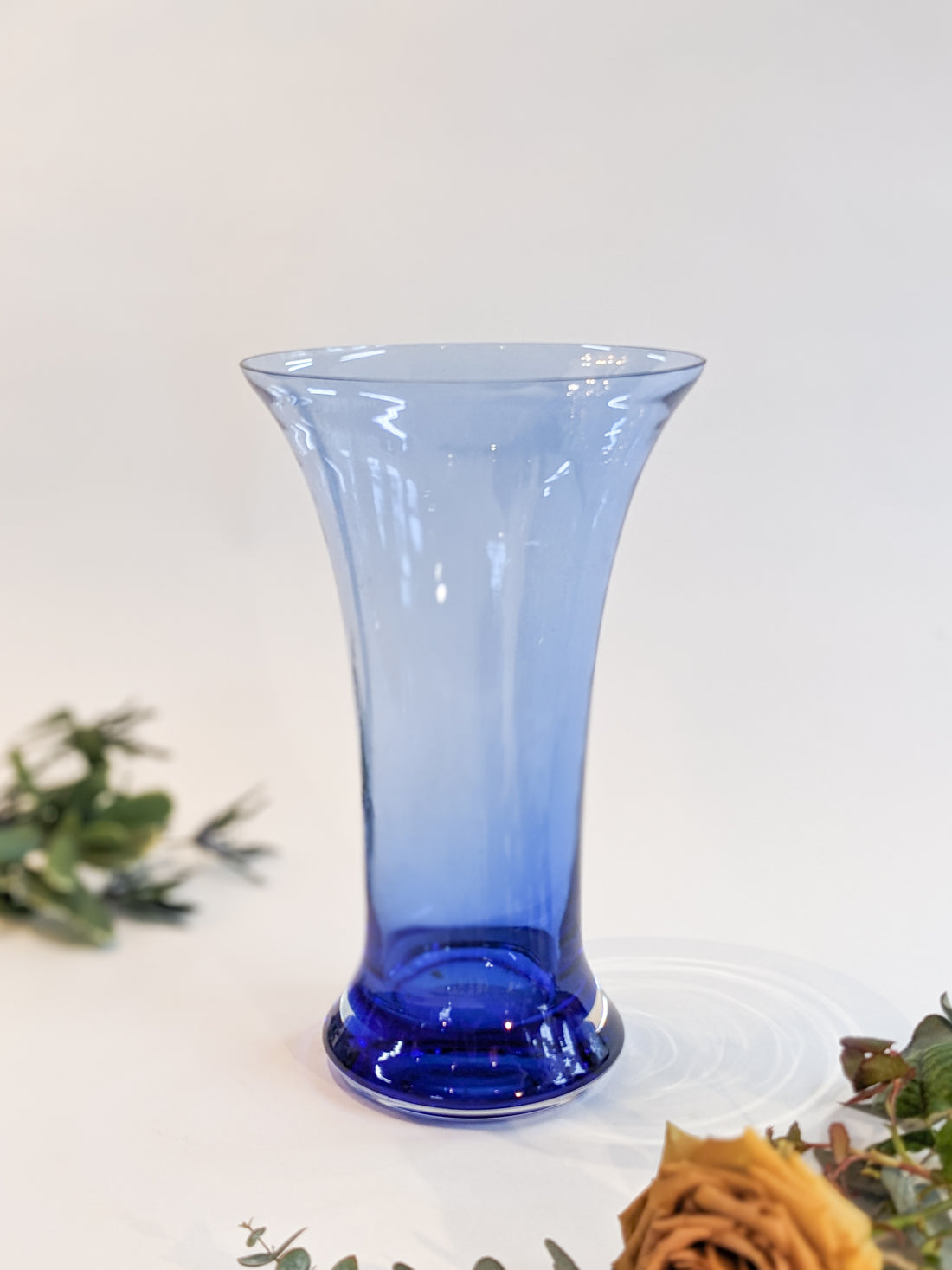 Large Blue Blown Glass Flare Vase