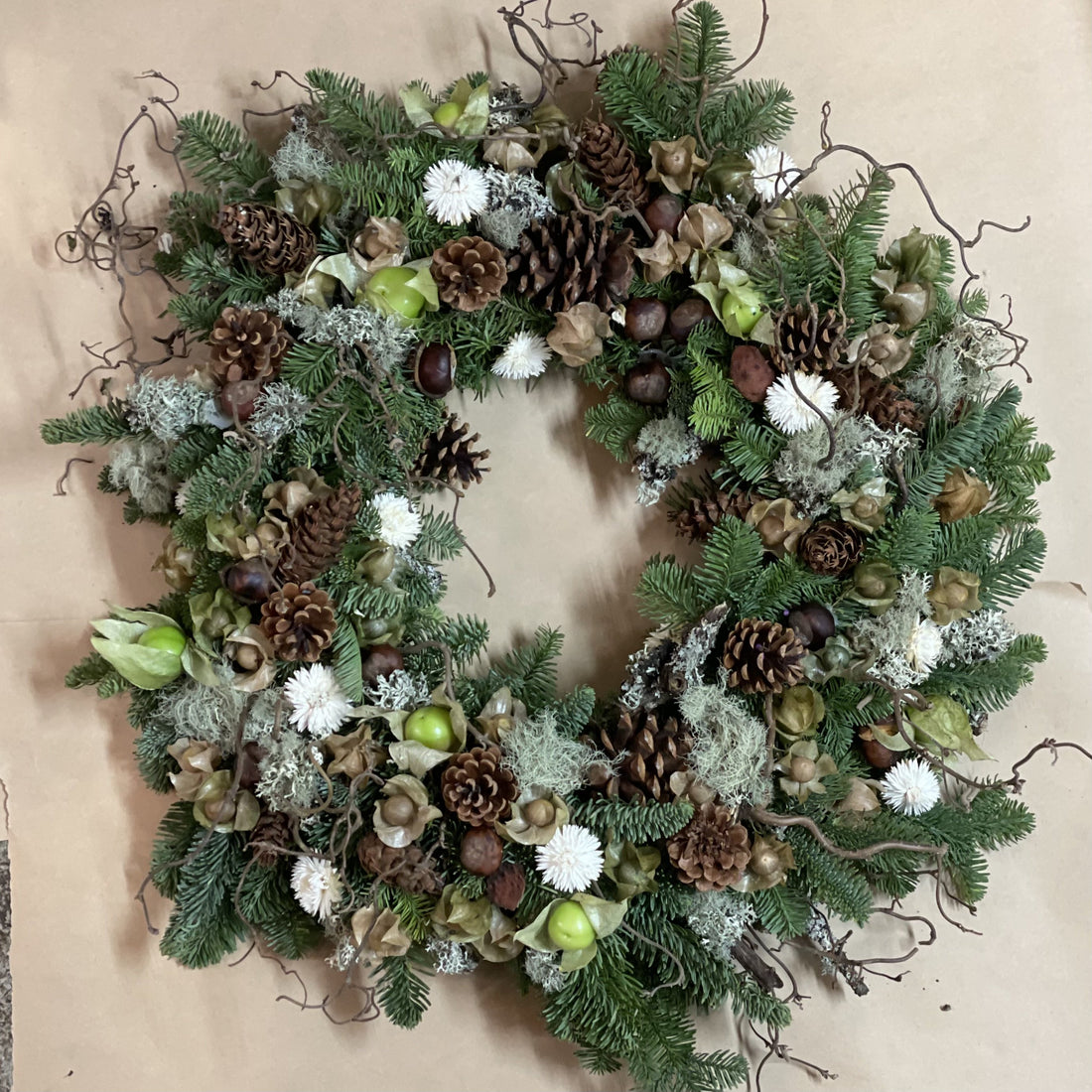 An Earthy Toned Festive Season Evergreen Wreath (6714344341585)