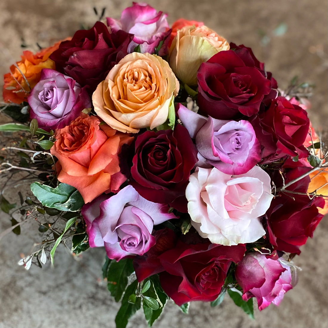 A Rose Arrangement - Assorted Colours Arranged in a Vase (6782848532561)